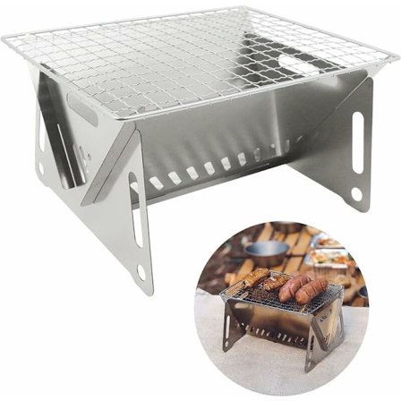 Hopfällbar och mobil minigrill - grillyta: ca 16 cm x 21 cm - bärbar - kolgrill för 1-2 personer (hopfälld ca 33 cm x 21 cm)