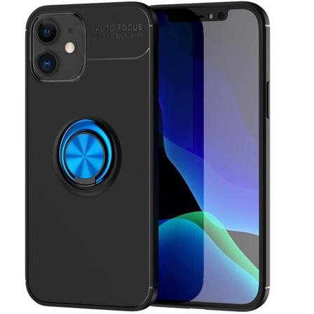 iPhone 12 Mini - Käytännöllinen suojaava suojus sormustelineellä Svart/Blå