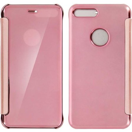 Pink Mirror Folio Case Cover iPhone 7 Plus / iPhone 8 Plus Genomskinlig flik