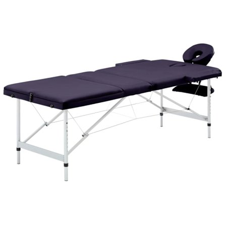 Hopfällbar massagebänk 3 sektioner aluminium lila