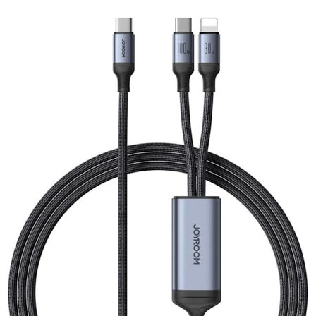 Joyroom 2in1 USB-C till Lightning kabel 100W 1.5m - Svart