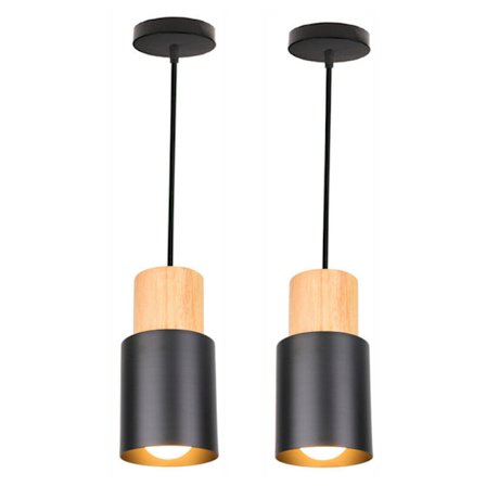 E27 Moderne Pendellampe Svart Justerbar Hengelampe Innendørs Lysekrone Armatur 2 stk
