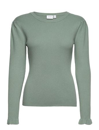 Vicosy L/S Puff O-Neck Pullover Bf Pullover Grønn Vila*Betinget Tilbud