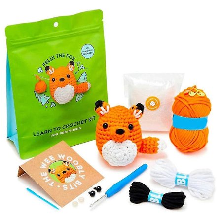 Aloittelijan virkkaussetti langalla DIY-neulonta vaiheittaisten video-opetusohjelmien avulla Virkkausnukke käsin