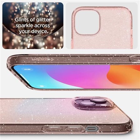 Spigen Flydende krystalglitter iPhone 15 Plus-etui - pink/klar