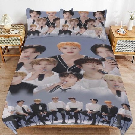 Sengesæt WM23 Stray Kids Sengesæt Dynebetræk Komfortabelt og Let Tegneserie Sengetøj 3 Dele (Flere størrelser at vælge imellem) SW23