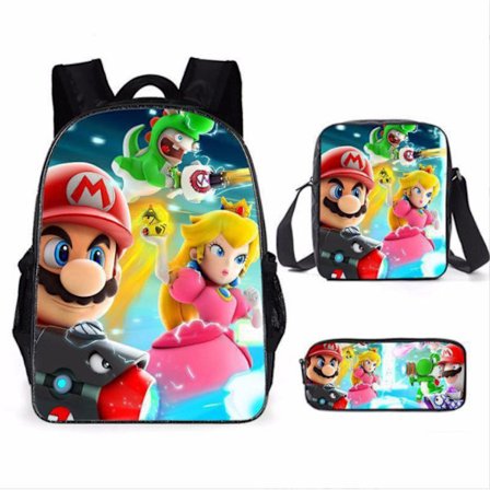 Uusi sarjakuva SuperMario-koululaukku kolmiosainen setti ala- ja yläkoululaisille