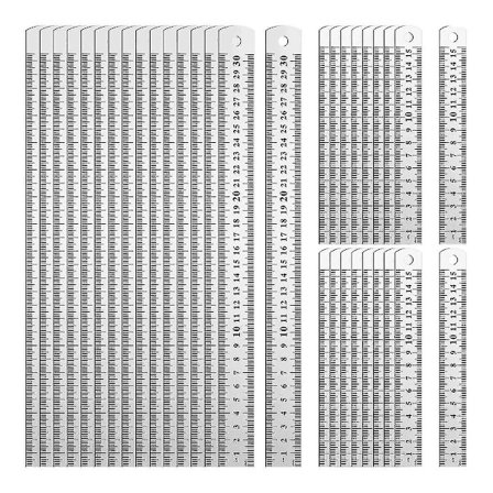 32 st Metallinjälar i Bulkpaket - 6 tum och 12 tum Rostfritt Stål Linjal Metriska Raka Kantlinjaler