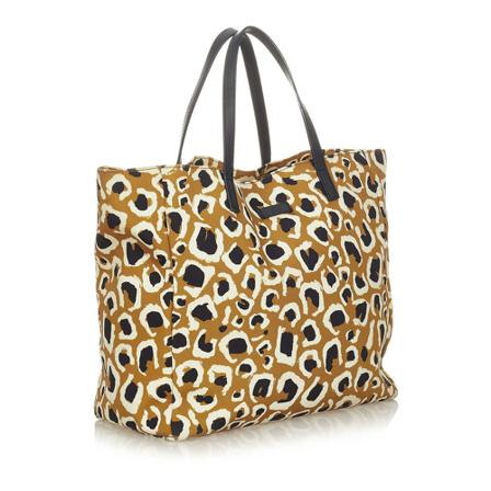 Gucci Vintage, Pre-owned Tote Bag Bruin, Dames, Maat:ONE Size,nylon,leopard