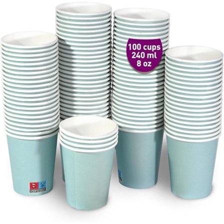 *100 x 240 ml blå papirkrus, slidstærkt kartonpapir, robuste engangskrus til fester, selskaber og arrangementer