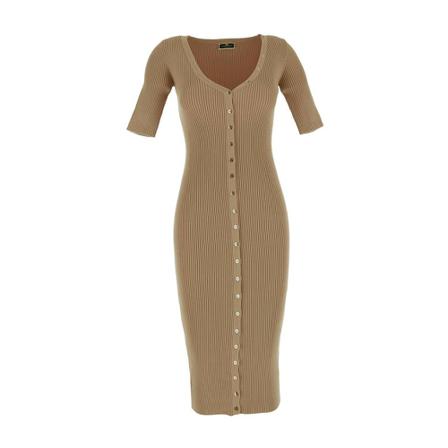 Elisabetta Franchi Knitted Dresses , Beige , Dames , Maat: S Casual jurken