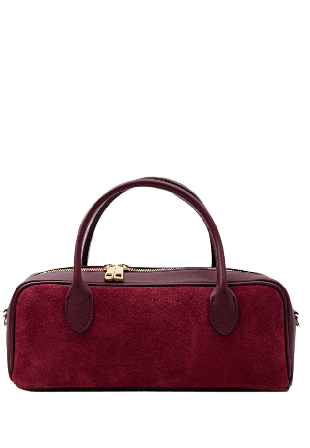 LaTalia Hanväska i mocka "Alba-mini" Handväskor Dam Röd 31x10x13