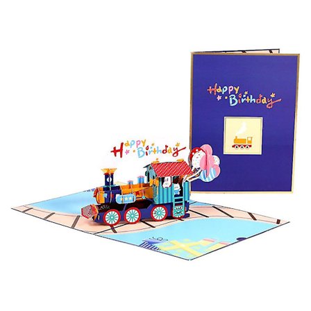 3D Tog Pop-up Gratulasjonskort For Bursdag Nyttår Postkort Med Konvolutt