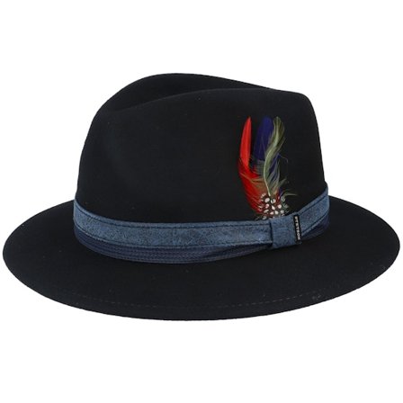 Stetson - Preto fedora Chapéu - Newark Tiller Woolfelt Black Fedora @ Hatstore
