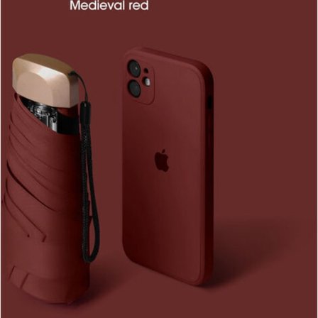 5 Rib Folding Travel Umbrella Shade Sun Protection Compact Mini Umbrella Medieval Red