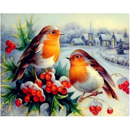 5D tee-se-itse diamond painting, Two Birds Diamond painting Talvi Täyspora kirjonta Maalaus Strassikivi Timanttikirjontataide kotiin, seinälle ja 