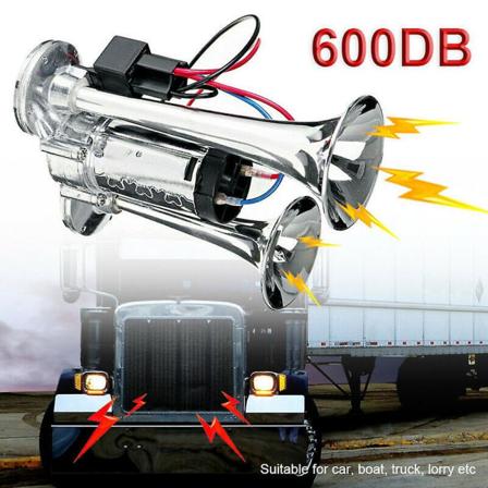 Bil Trompet 600db 12v Dobbelt Højttalere Forkromet Metal Lufthorn Til Bil Lastbil Bus Båd Marin Rv Tilbehør