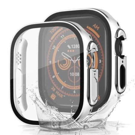Kaksivärinen vedenpitävä galvanoitu kotelo Apple Watchille 44mm Hopea