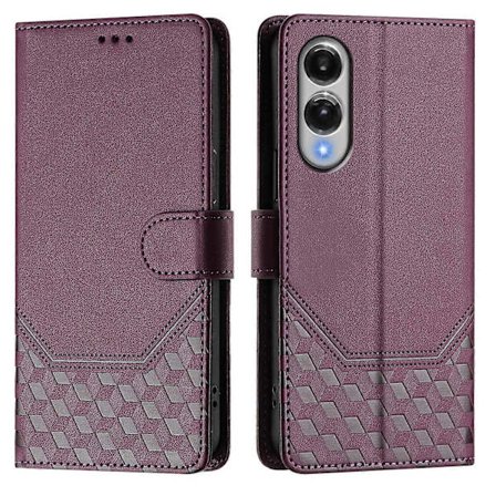Til Samsung Galaxy S25 Edge Etui Præget Honeycomb RFID-Blokerende Læder Telefon Cover med Rem
