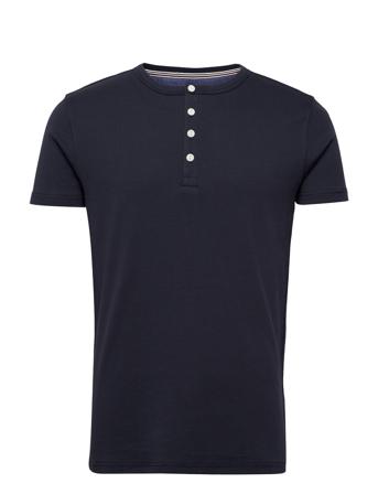 Ribbed Granddad Tee S/S T-shirts Short-sleeved Sininen Lindbergh