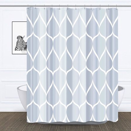 Ljusblå Geometrisk Duschdraperi, Vattentätt och Polyesterdesign, Blått Tyg Duschdraperi Set, 183 x 183 cm, Maskintvättbart med 12 Krokar