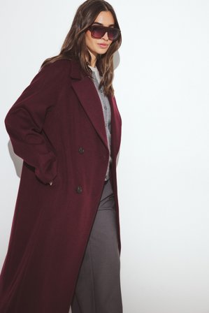 NA-KD Manteau oversize en laine - Qualité premium - Bordeaux - EU 40