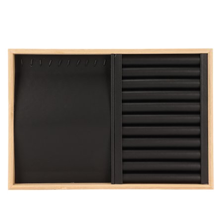 Stapelbar Repsäker Smyckesbricka för Örhängen Halsband Armband Broscher Svart