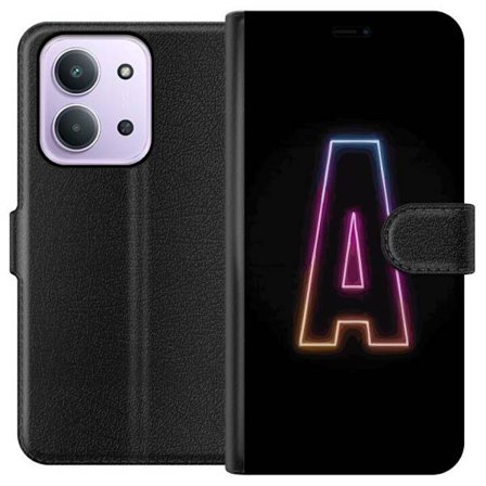 Kompatibel Tegnebogsetui til Xiaomi Xiaomi Redmi 15C Minimalistisk neonbogstav A i regnbuefarvet lys mod sort baggrund i moderne typografisk stil