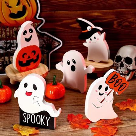 5 kpl Halloween s p haamu koriste Halloween kerrostettu tarjotin koriste, Halloween syksy p yt keskukset haamu merkki Halloween juhliin