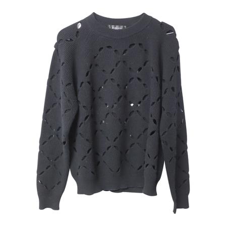 Versace Pre-owned, Laser Cutout Sweater Black Zwart, Heren, Maat:M