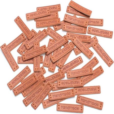 Brun - 100 stk. håndlavede læderlapper rektangulære PU-prægede lapper