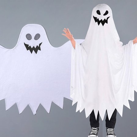 Halloween barn maskeraddräkt spök ansikte pullover cape läskig cosplaye