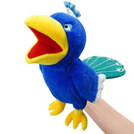 Suloinen lintu käsinukke lasten opetuspehmolelu nukke päiväkoti vanhemman ja lapsen tarinankerronta papukaija räsynukke Peacock