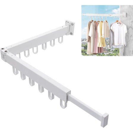 Sammenleggbart veggtørkestativ - 2-delt klesstativ for vaskerom, balkong, bad - Hvit - 1 stk