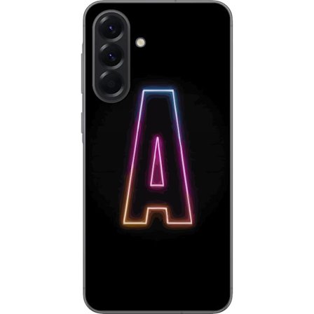Kompatibel Mobilcover til Samsung Samsung Galaxy A56 Minimalistisk neonbogstav A i regnbuefarvet lys mod sort baggrund i moderne typografisk stil