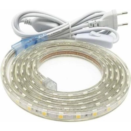 3M LED-stripe, svært lys 220v LED-stripe med bryter, 5050 IP65 vanntett, varm hvit
