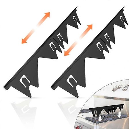 2 stk. Rustfritt Stål Komfyr Benkeplate Gapdeksel Sett Uttrekkbar Lengde Intervall Trim Kit Svart