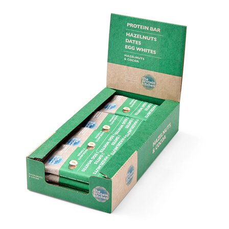 Proteinbars The Protein Kitchen 12 x Proteinbarer, 55 g, Hazelnut & Cocoa - Bodyman.dk