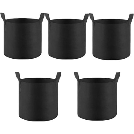 Planteposer, 5-pak Ikke-vævet Dyrkningspose Plantepose Havepose, med Håndtag, Havekrukke, Kartoffelpose, Haveplantepose, Havepose (5 Gallon)