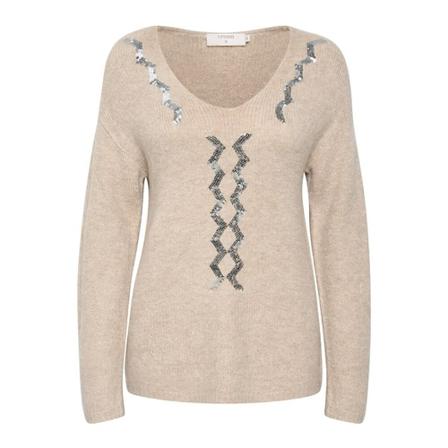 Cream V-neck Strik inbo, Dame Striktrøjer