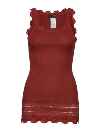 Silk Top W/ Lace T-shirts & Tops Sleeveless Rød Rosemunde