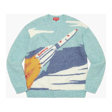 Supreme Round-neck Knitwear , Blauw , Heren , Maat: XL Truien & Vesten