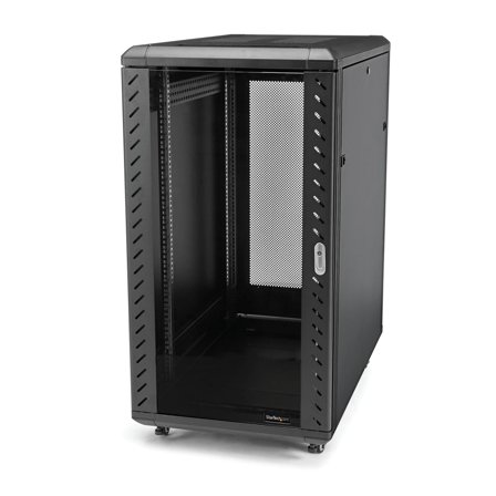 StarTech 18U 19" Server Rack Cabinet, 4 Post Adjustable Depth (6-32")Locking Knock Down Network/Computer Equipment Enclosure, Mobile with Glass Door &