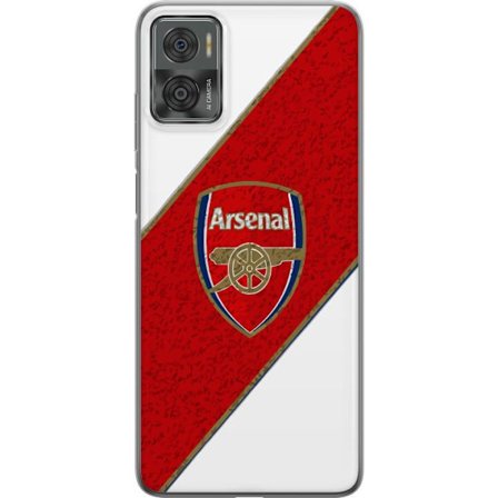 Kompatibelt Mobilskal till Motorola Motorola Moto E22i Moschino Toy teddybjörn med enkel tecknad design, brun björn med vit tröja och tydlig logoty