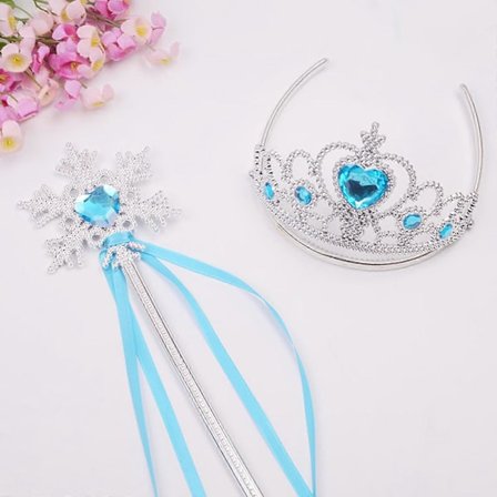 100% Helt Ny Prinsesse Elsa Krone Tiara og Tryllestav Sæt Sølv Hjerte Juvel Klæd-Ud Kostume Tilbehør til Små Piger Cosplay
