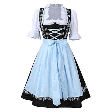 Dirndl Kjole tysk Oktoberfest bayersk øl Wench kostume Maid Festival Party Z X .q Lyseblå