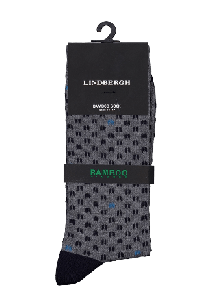 Lindbergh Pattern Bamboo Sock Strumpor Herr Grå 40-47