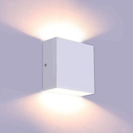 4 stk. LED væglamper indendørs 10x10cm, dæmpbar varm hvid, moderne design hvid uden kontakt_OF
