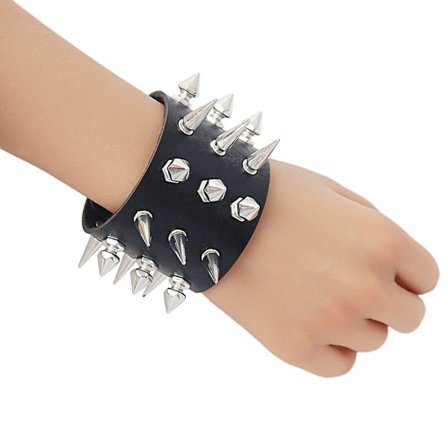 PU Läder Halsband Armband Legering Punk Gotisk Halsband Halsband med Nitar Unisex Justerbar