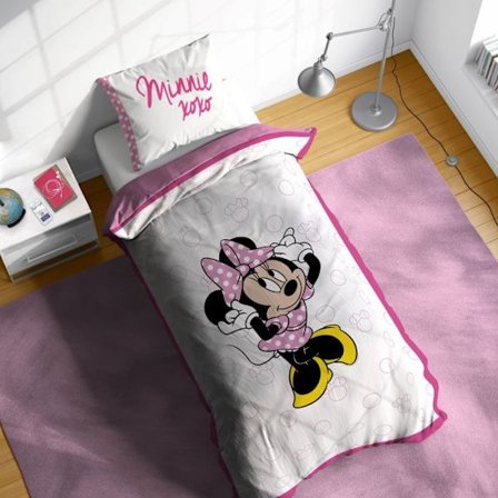 Disney Minnie Mouse 100% Bomull Enkel Duvet Sett – Inkluderer en 50 x 70 cm Putetrekk